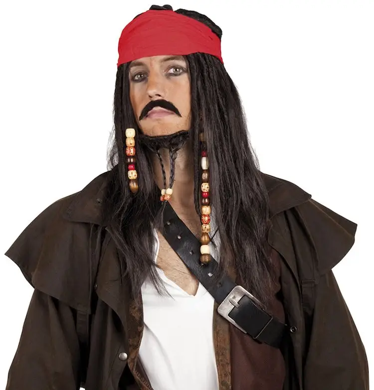 Perruque synthétique longue chevelure pour homme, perruque d'halloween, perruque de pirate, bon marché