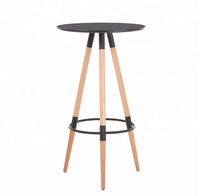 Vente en gros de meubles d'intérieur Table de comptoir de bar moderne ronde noire pour la cuisine et la discothèque bon marché pour la maison