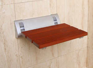 ไม้เนื้อแข็งคลาสสิกติดผนังพับที่นั่งอาบน้ำ - Product Image 3
