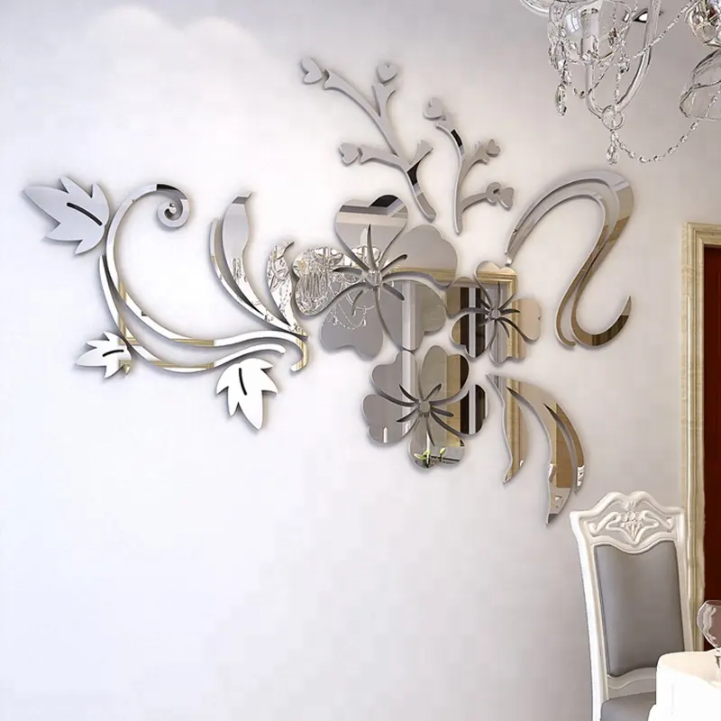 Diseño decorativo extraíble 3D marco acrílico espejo pegatinas de pared