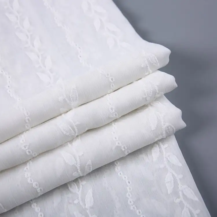 75D * 75D Blanc en mousseline de soie doux maille crêpe coréen bébé brodé coton tissu pour vêtement