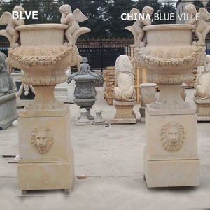 Nuovo Design Vasi Decorativi da Giardino per Esterni Intagliati con Volto di Angelo e Leone MFPE-47 - Product Image 1