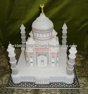 Miniature de Taj Mahal en marbre décoratif indien fabriqué à la main - Product Image 1