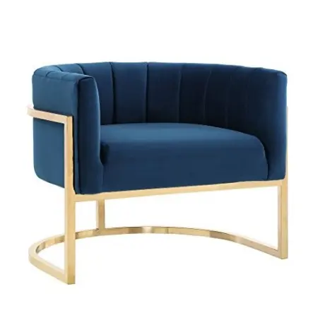 Бархатный обеденный стул темно-синего цвета с золотым покрытием