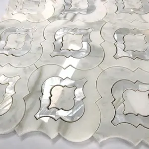 Azulejo de mosaico de mármol, diseño de farol de mosaico de concha mixta para salpicaduras de fondo