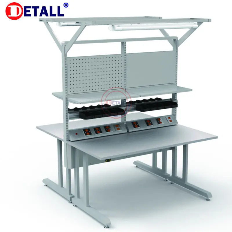 Detall- Inspection industrial workbench with shelf