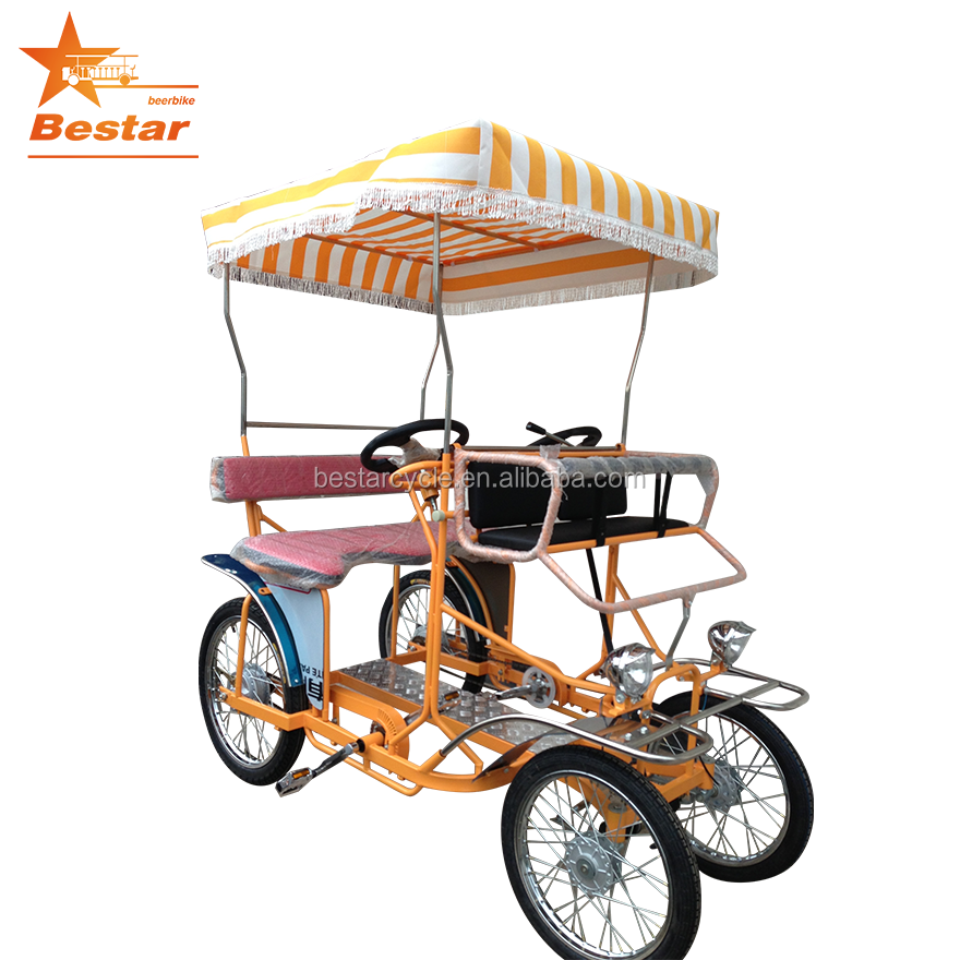 Pedal Car Four Person Bike Cart 4-Person Human Pedal Surrey Bikes