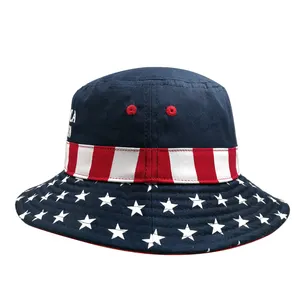 מותאם אישית קידום מכירות סובלימציה דלי כובע סיטונאי אמריקאי דגל דלי כובע