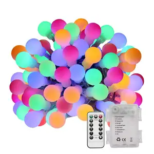 19.68ft 60 LEDs Globe String Lights, Battery Powered Multi-color Fairy Twinkle Light Bulb with 8 Modes Lighting