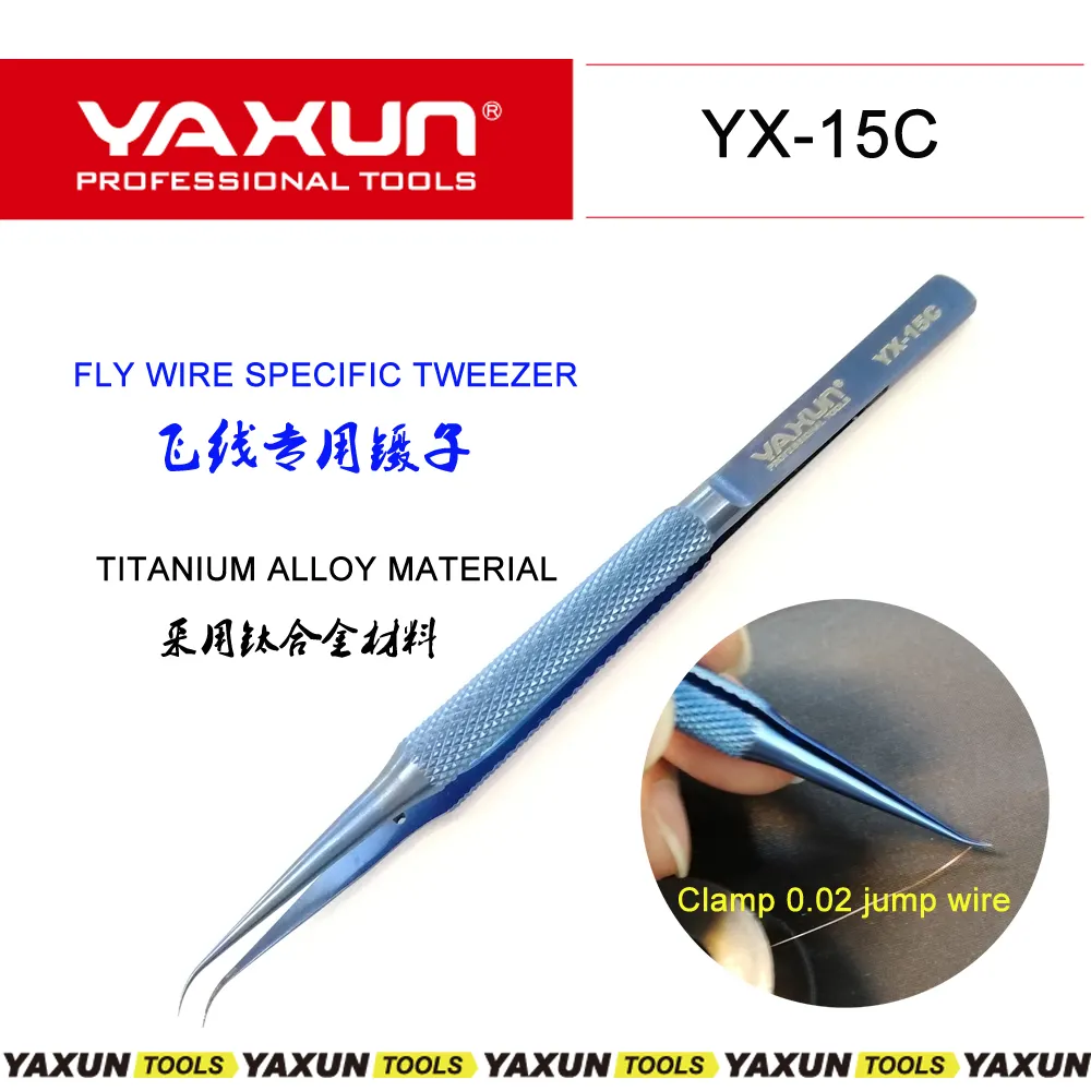 YAXUN YX-15C Precisie Titanium Legering Gebogen Tweezer Fly Line Vingerafdruk Tang Clips voor Elektronische Componenten Picking Gereedschap