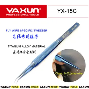 YAXUN YX-15C Высокоточный Изогнутый пинцет из титанового сплава, пинцет для отпечатков пальцев, зажимы для электронных компонентов, инструменты для сбора
