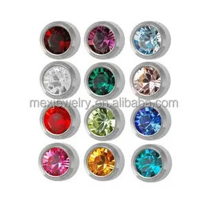 MenのSurgical Steel Gold Silver 4ミリメートル-8ミリメートルEarピアスEarringsスタッド12 Birthstone Mixed Colors