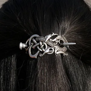 Épingles à cheveux Dragon Vikings en argent Antique, épingles à cheveux, bâton coulissant Vintage femmes bijoux de cheveux accessoires cadeau