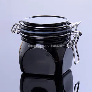 PCR empty black 220ml pyramid plastic PET airtight seal pot kiner jar for bath salt and Seaweed mud packaging