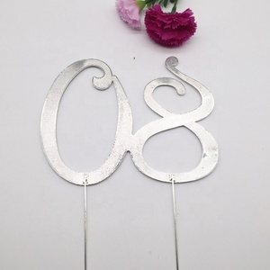 Decoración para <span class=keywords><strong>Pastel</strong></span> de <span class=keywords><strong>Cumpleaños</strong></span>, Número 80 de Metal Plateado, Adornos de Cristal para <span class=keywords><strong>Pastel</strong></span> de <span class=keywords><strong>Cumpleaños</strong></span> - Product Image 6