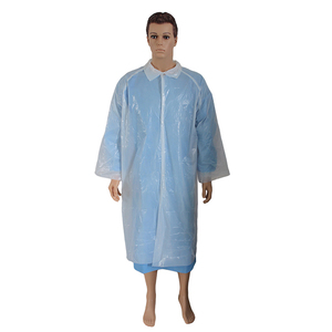 Blouse de laboratoire jetable PP dentaire personnalisée <span class=keywords><strong>PE</strong></span>/CPE blouses d'isolement en plastique bleu <span class=keywords><strong>PE</strong></span> robe de visiteur vente en gros - Product Image 2