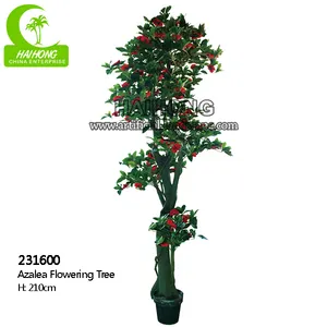 Goedkope kunstmatige azalea bloem bomen plastic planten indoor groothandel