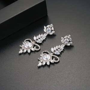 LUOTEEMI Splendido 3A Sereno Zircon di Goccia di Lusso Marquise Fiori <span class=keywords><strong>Lampadario</strong></span> <span class=keywords><strong>Lungo</strong></span> Ciondola Gli Orecchini Da Sposa Da Sposa Bijoux Brincos - Product Image 5