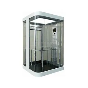 8 Person Residential Two Side Opening Glass Observation Passenger Lifts Elevator