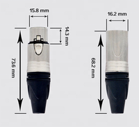 Nouveau design 2026, connecteur XLR multipaire 5P à angle droit, 3 et 5 broches, haute stabilité mécanique, contact en cuivre fileté, support OEM, noir et argent
