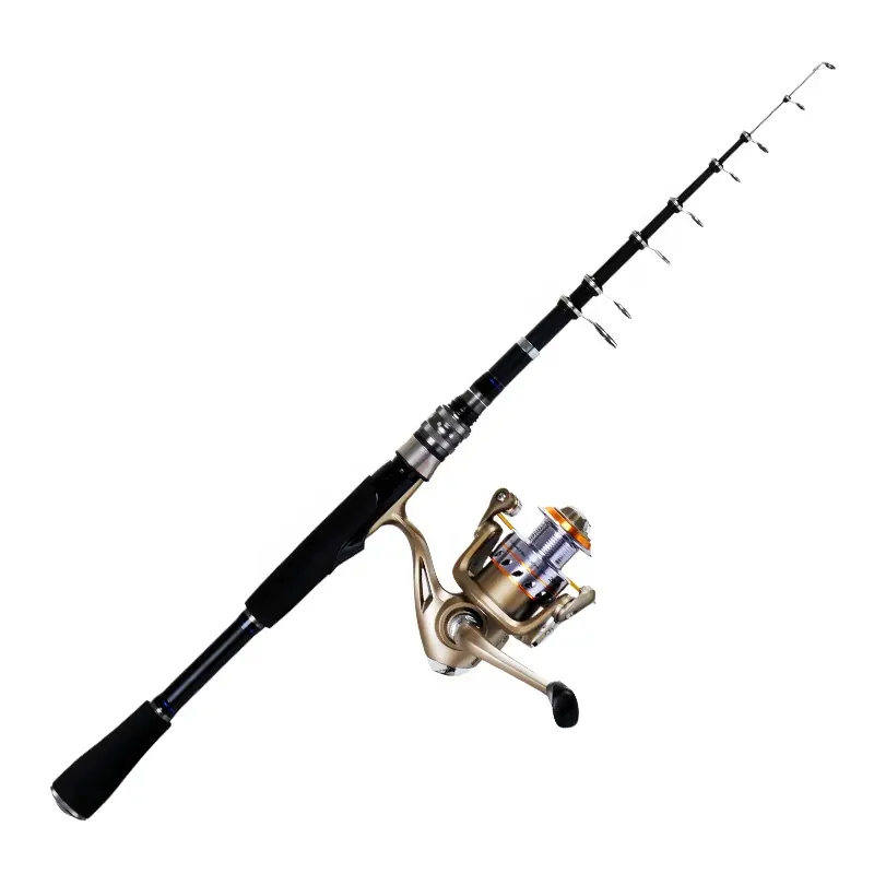 Trolling fishing rod kit Carbon telescopic spinning fishing rod and reel combo set for lure fishing