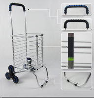 Chariot d'escalade pliable, panier en aluminium, chariot d'épicerie, courses avec roues pivotantes
