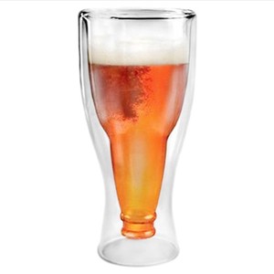 Copa del Mundo de fútbol regalo soplado claro doble pared resistente al calor taza de cerveza de cristal con logo - Product Image 1