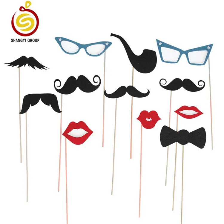 Mustache lips bowknot hat pack kit photo booth props for wedding party