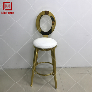 <span class=keywords><strong>Ronda</strong></span> vuelta de oro de acero inoxidable de cuero de <span class=keywords><strong>la</strong></span> PU de <span class=keywords><strong>bar</strong></span> silla alta - Product Image 1