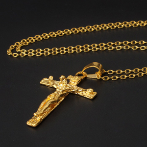 Men's Religious Stainless Steel Cross Pendant Necklace Gold Plated with <strong>Link</strong> <strong>Chain</strong> Christian <strong>Type</strong> - Product Image 3
