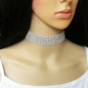 New Fashion women crystal choker,simple 2.5cm wide choker necklace,women chokers jewelry new design for 2017 (SWTJU17039)