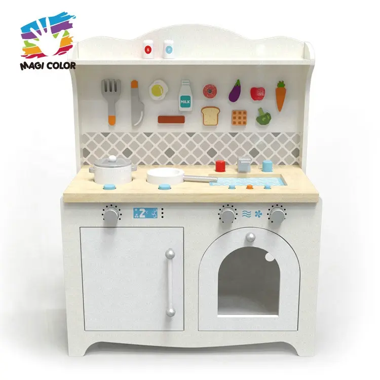 2023 nueva llegada niños cocina casa de juegos blanco plegable cocina de madera W10C418