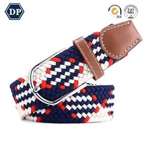 DP3517A-201 hot sale Fashion Braided Elastic Belts For Men With Genuine Leather Ending