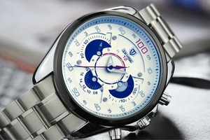 Tevise Marca Autoamtic Reloj Blanco de Los Hombres, encanto Reloj Con la Zona Horaria Múltiple - Product Image 5