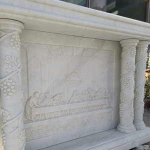 โต๊ะหินอ่อนสี่เหลี่ยมสีขาวสไตล์คริสเตียนโต๊ะในโบสถ์แกะสลักด้วยมือดีไซน์ดอกไม้ปรับแต่งขนาดได้ - Product Image 2