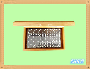 Doble seis dominó con caja de madera <span class=keywords><strong>pintura</strong></span> <span class=keywords><strong>blanca</strong></span> negro - Product Image 2