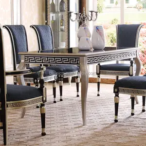 Новый дизайн итальянская коллекция Blue Ocean высококачественная мебель для столовой большой обеденный стол с непрерывными греческими ключами и стульями