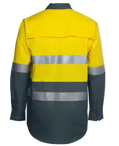 HIVIS 3 WEG COOL-BRISE BAUMWOLLE HEMD MIT hohe reflektierende band LANGE HÜLSE sicherheit shirt