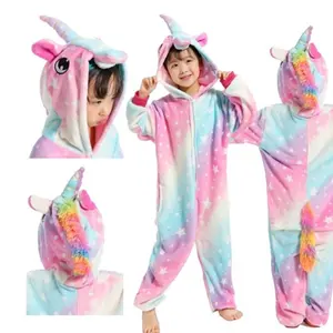 Fabriek lage prijs kids full body animal onesie pyjama met drop seat