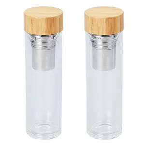 Bestseller-Produkte 2022 in den USA High Boro silicate Glass Tee flasche mit Bambus-Schraub deckel