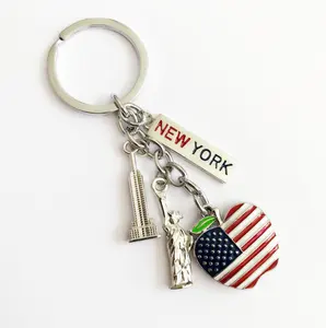 Porte-clés souvenir de new york tourisme, 1 pièce, cadeau souvenir, statue de la liberté, porte-clé, vente en gros