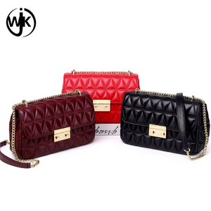 High Quality Beautiful Shoulder Crossbody Bags Guangzhou Manufacturer Embroidery <strong>Red</strong> Woman Leather <strong>Handbag</strong> with Chains - Product Image 1