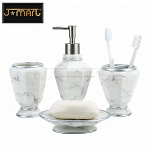 Pintado a mano de resina de mármol baño accesorios Set - Product Image 1
