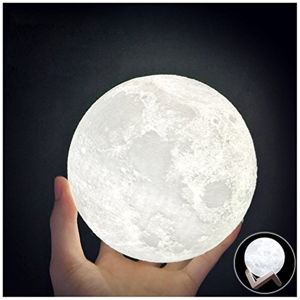 Batería USB recargable Dc 5 V 3D impresión Luna forma Led noche Luz