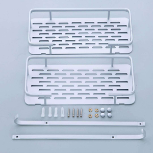 <span class=keywords><strong>Salle</strong></span> <span class=keywords><strong>de</strong></span> <span class=keywords><strong>bains</strong></span> Étagère <span class=keywords><strong>De</strong></span> Rangement En Aluminium avec Crochets Mural, 2 Niveaux <span class=keywords><strong>Salle</strong></span> <span class=keywords><strong>De</strong></span> Bain étagères XR-947 - Product Image 5