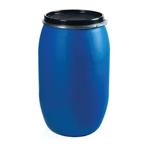 प्लास्टिक बैरल, ड्रम 200 लीटर एचडीपीई खुले शीर्ष नीले प्लास्टिक ड्रम