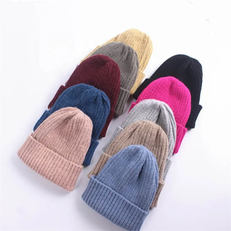 Gute qualität winter warm acryl beanie hut wollfilz gefaltet beanie stripped eltern kind hut