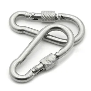 BT-245S Excellent Climbing Steel Carabiner Electric Galvanized Climbing 7mm With Screw Steel Spring Snap Hook Locking Carabiner