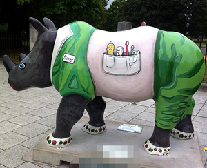 Aangepaste kleurrijke schilderen tuin art design hars levensgrote <span class=keywords><strong>rhino</strong></span> standbeeld - Product Image 5