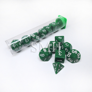 Jeu de dés pwm, vente en gros, en plastique polyhématite, en plastique, vert massif, D4 D6 D8 <span class=keywords><strong>D10</strong></span> D12 D20 D - Product Image 4